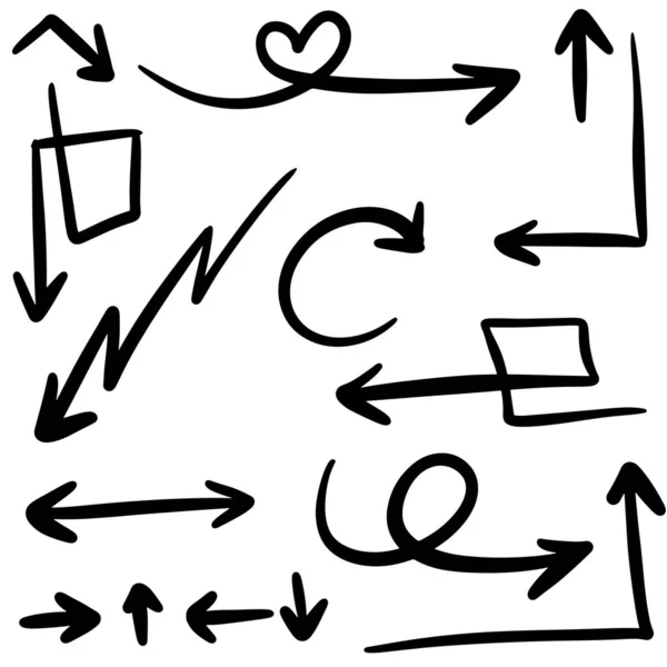 白色背景上手工绘制的矢量箭头的集合 设计元素矢量图解 — 图库矢量图片