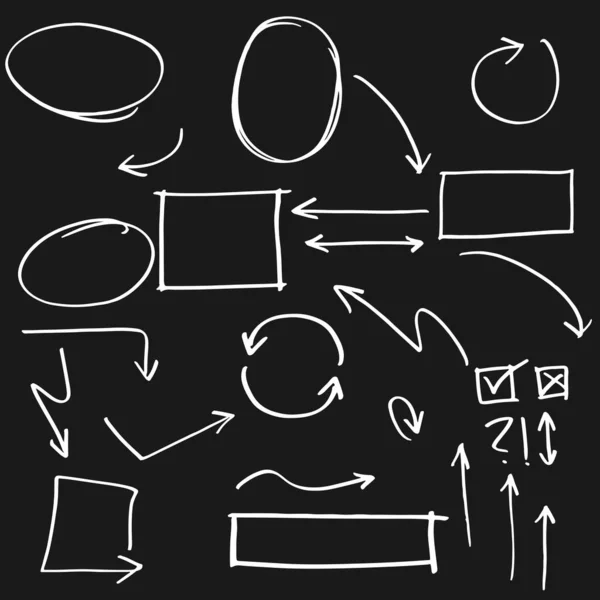 Elemento Diseño Doodle Líneas Doodle Flechas Marca Verificación Círculos Curvas — Archivo Imágenes Vectoriales