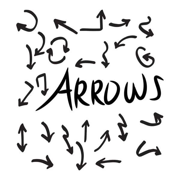 Set Hand Drawn Vector Arrows Doodle White Background Design Element — Stock Vector