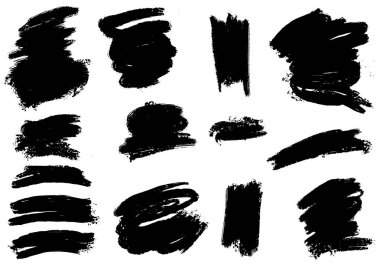 Vektör fırça darbeleri kümesi. Elle çizilmiş vektör fırça izi koleksiyonu. grunge arkaplanı.