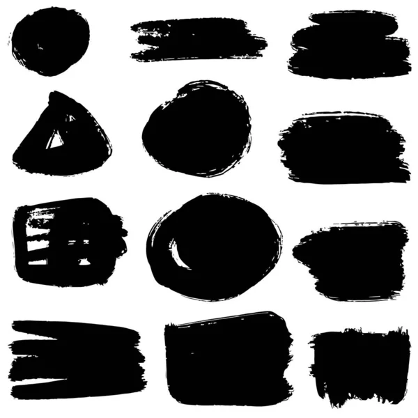 Set Vector Brush Strokes Collection Vector Brush Hand Drawn Graphic — Stock Vector