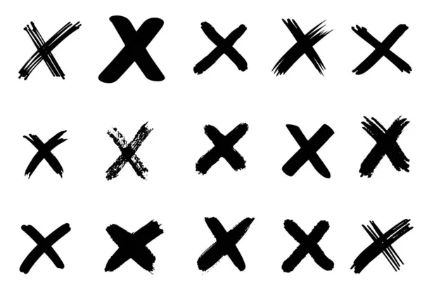 Serie Segni Controllo Disegnati Mano Isolati Sfondo Bianco Set Icone — Vettoriale Stock