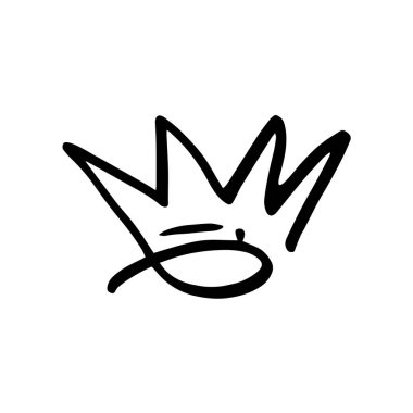 El çizimi vektör karalama taç illüstrasyonu. Logo tasarım element illüstrasyonu beyaz arkaplanda izole edildi