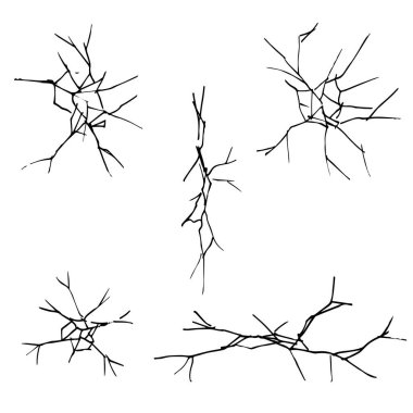 El çizilmiş çatlaklar. Beyaz arka planda izole edilmiş. karikatür çizim biçimi vektör çizimi