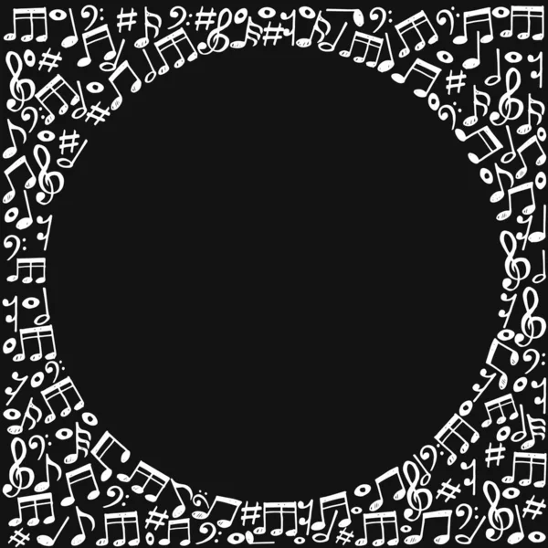 Doodle Musique Notes Motif Fond Musique Abstraite Sur Fond Noir — Image vectorielle