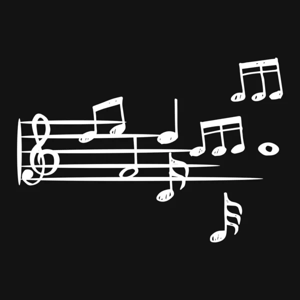 Doodle Musique Notes Motif Fond Musique Abstraite Sur Fond Noir — Image vectorielle