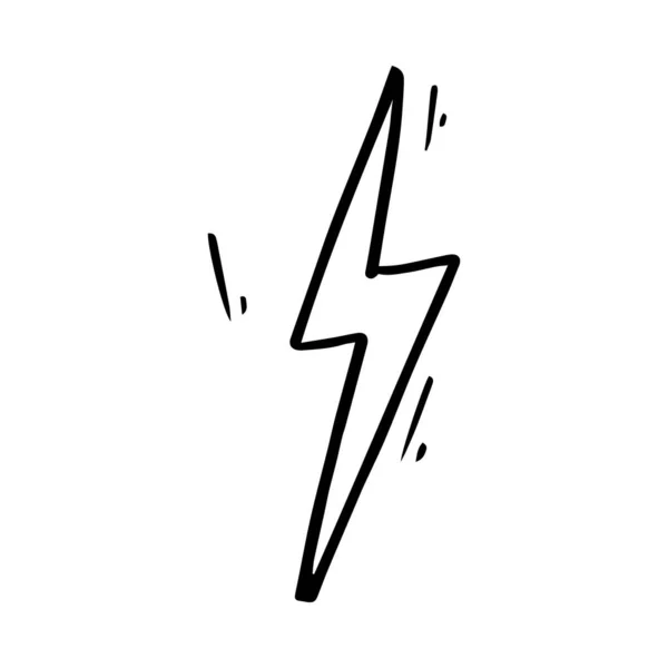 Elle Çizilmiş Elektrik Şimşek Sembolü Çizimi Çizimleri Beyaz Arkaplanda Izole — Stok Vektör