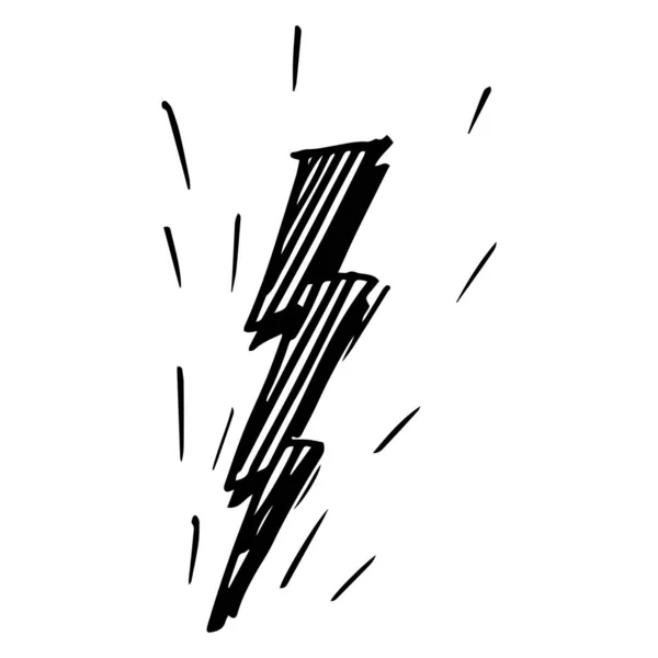 Elle Çizilmiş Elektrik Şimşek Sembolü Çizimi Çizimleri Beyaz Arkaplanda Izole — Stok Vektör