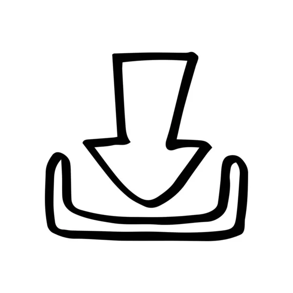 Handgezeichnete Vektor Doodle Download Zeichen Illustration Handgezeichnetes Download Doodle Symbol — Stockvektor