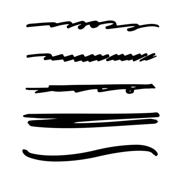 Siyah Mürekkep Fırçası Çizgisi Çizgi Vektör Çizimi — Stok Vektör