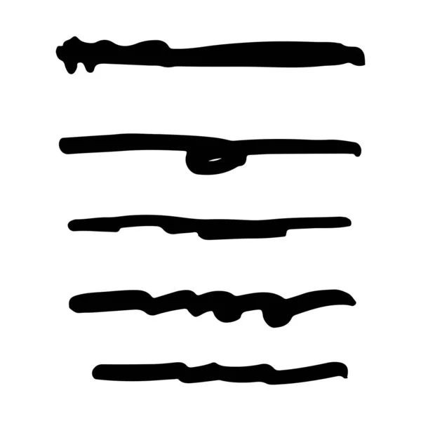 一套黑色墨刷笔划线 一套直线矢量图解 — 图库矢量图片