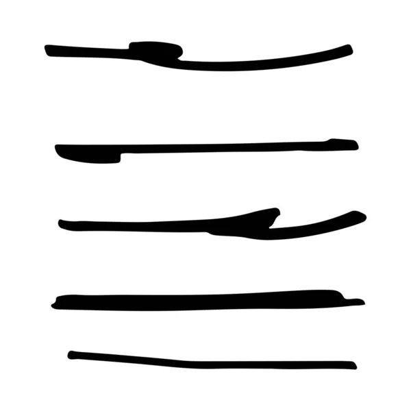 Satz Schwarze Pinselstriche Linienvektorillustration — Stockvektor
