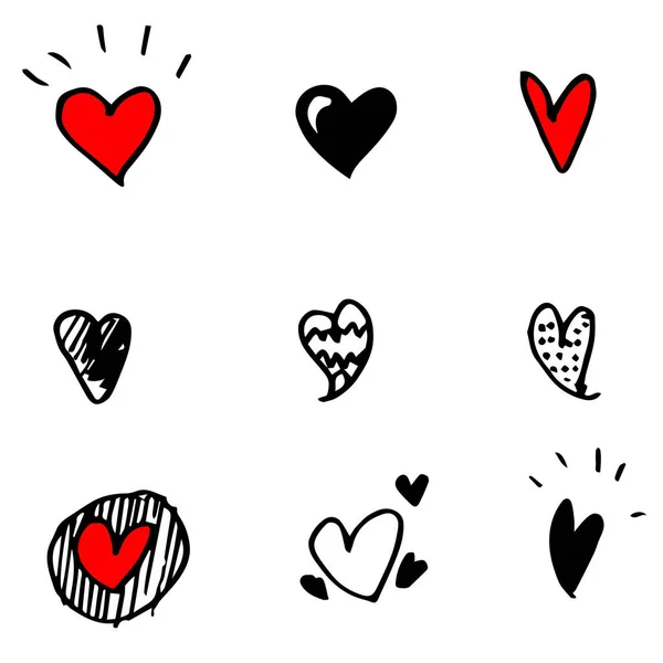 Handgezeichnetes Herz Kritzelherzen Isoliert Auf Weißem Hintergrund Vektorillustration Für Grafikdesign — Stockvektor