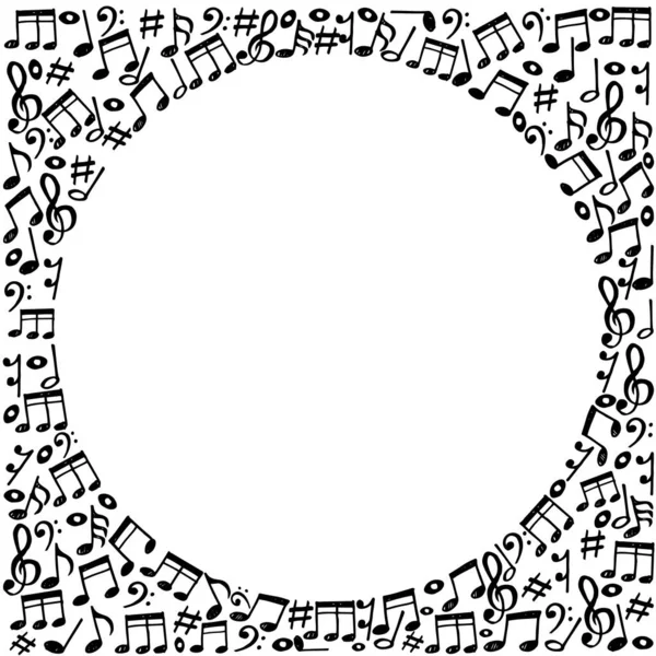 ドードルミュージックのノートパターンの背景 白を基調とした抽象音楽 — ストックベクタ
