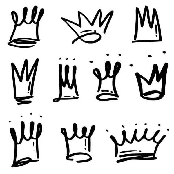 手绘皇冠标识套装 独立于白色背景 设计元素说明 — 图库矢量图片