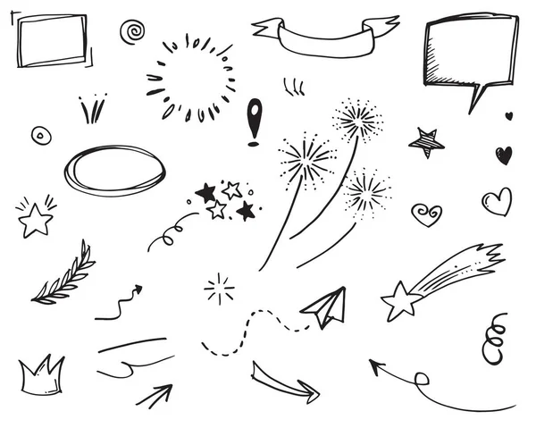 Elementos Conjunto Desenhados Mão Para Design Conceito Doodle Abstract Isolado — Vetor de Stock