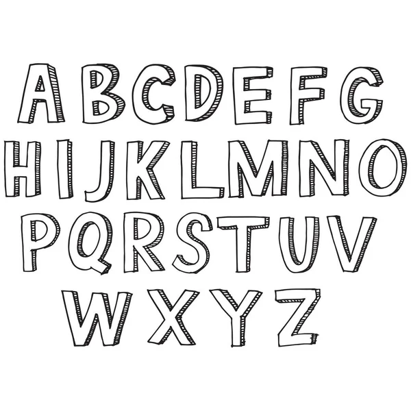 Element Design Vector Hand Drawn Doodle Font Set Sketch Alphabet — Stock Vector