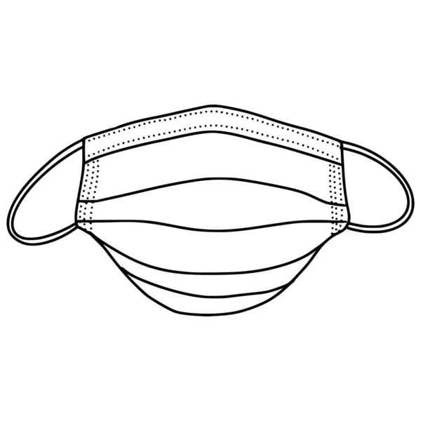 白地に隔離された手描きの医療用マスク コロナ保護 ベクトルイラスト — ストックベクタ