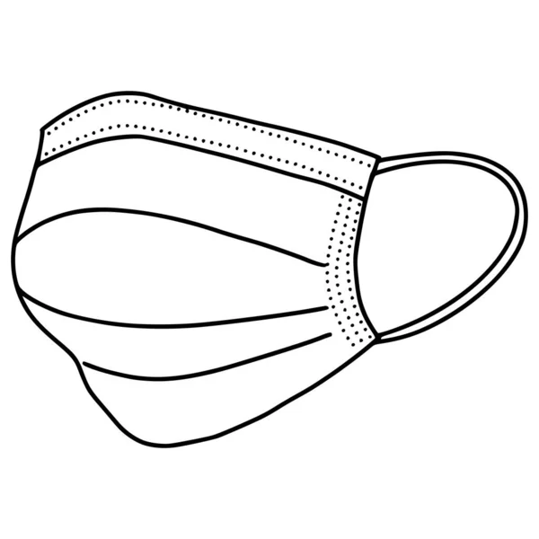 Mão Desenhada Máscara Médica Isolada Fundo Branco Corona Proteção Vector — Vetor de Stock
