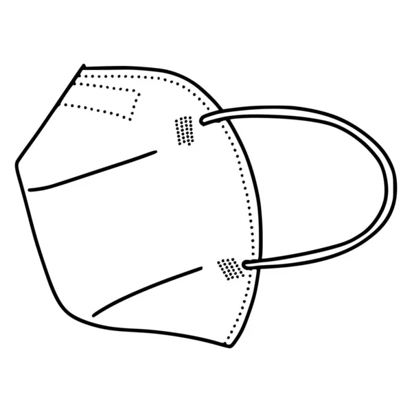 Mão Desenhada Máscara Médica Isolada Fundo Branco Corona Proteção Vector — Vetor de Stock