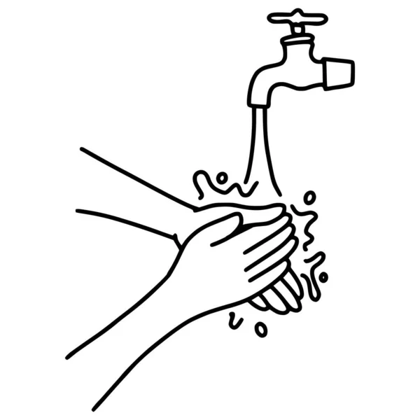 Mão Desenho Lavar Mãos Rabiscar Isolado Sobre Fundo Branco Ilustração — Vetor de Stock