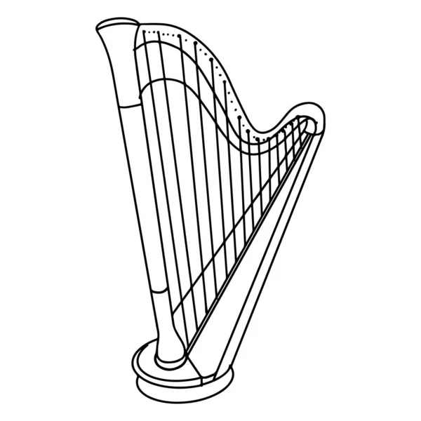 Ícone Doodle Harpa Desenhada Mão Isolado Fundo Branco Ilustração Vetorial — Vetor de Stock