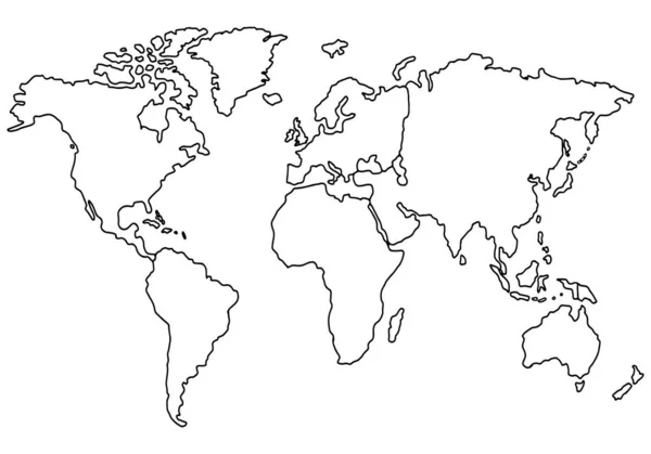 Handgezeichnete Weltkartenskizze Auf Weißem Hintergrund Vektorillustration — Stockvektor