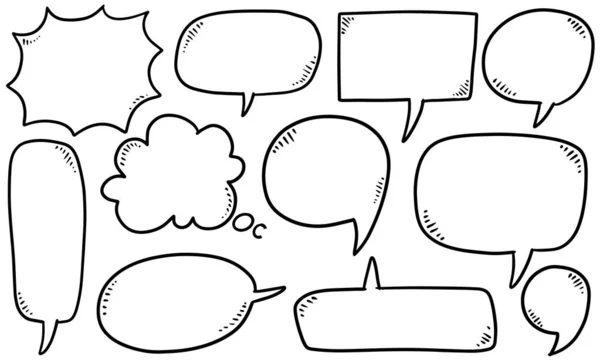 Hand Drawn Set Speech Bubbles Doodle Set Element Vector Illustration — Stock Vector