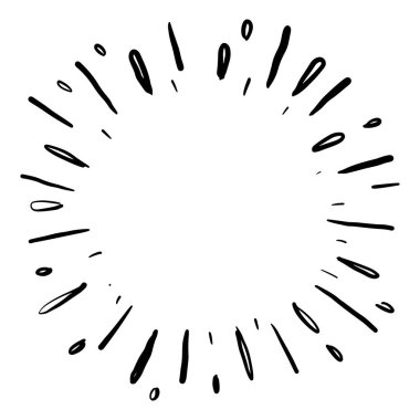 Karalama tasarımı ögesi, yıldız patlaması karalama vektör çizimi, el çizimi parlak karalama, su patlaması karalama çizimi.