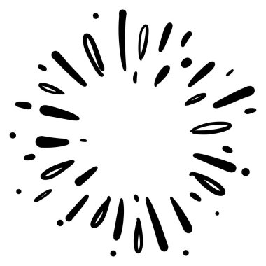 Karalama tasarımı ögesi, yıldız patlaması karalama vektör çizimi, el çizimi parlak karalama, su patlaması karalama çizimi.