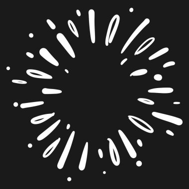 Karalama tasarım elemanı. Havai fişeklerle çizilmiş bir el. Vektör illüstrasyonu siyah arkaplanda izole edildi.