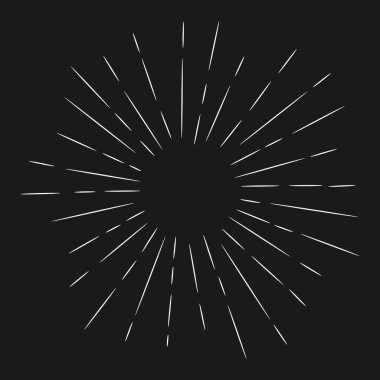 Karalama tasarımı elementi. Güneş patlaması eli siyah arkaplanda izole edilmiş. vektör illüstrasyonu.