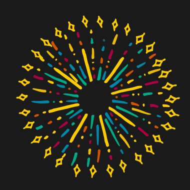 Karalama tasarım elemanı. Renkli havai fişeklerle çizilmiş bir el. vektör illüstrasyonu.