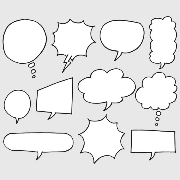 Set Hand Drawn Comic Bubble Speech — Stock Vector