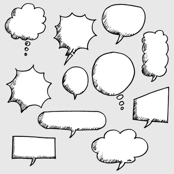 Set Hand Drawn Comic Bubble Speech — Stock Vector