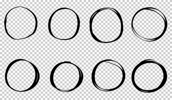 Sæt Håndtegnede Vektor Doodle Cirkel Linje Skitse Illustrationer – Stock-vektor