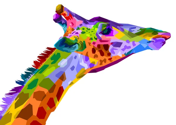 Fauna Mamíferos Selvagens Coloridos Girafa Isolada Fundo Branco Ilustração Vetorial —  Vetores de Stock