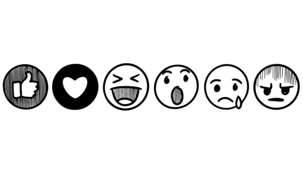 Ručně Kreslené Emotikony Komentář Sociální Média Chat Komentář Reakce Ikona — Stockový vektor