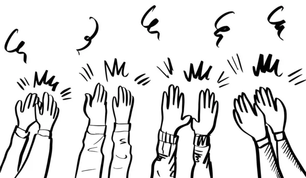 Hand Drawn Sketch Style Human Hands Clapping Ovation — Stock Vector