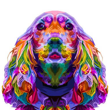 Renkli cocker spaniel pop sanat tarzında izole edilmiş. vektör illüstrasyonu.