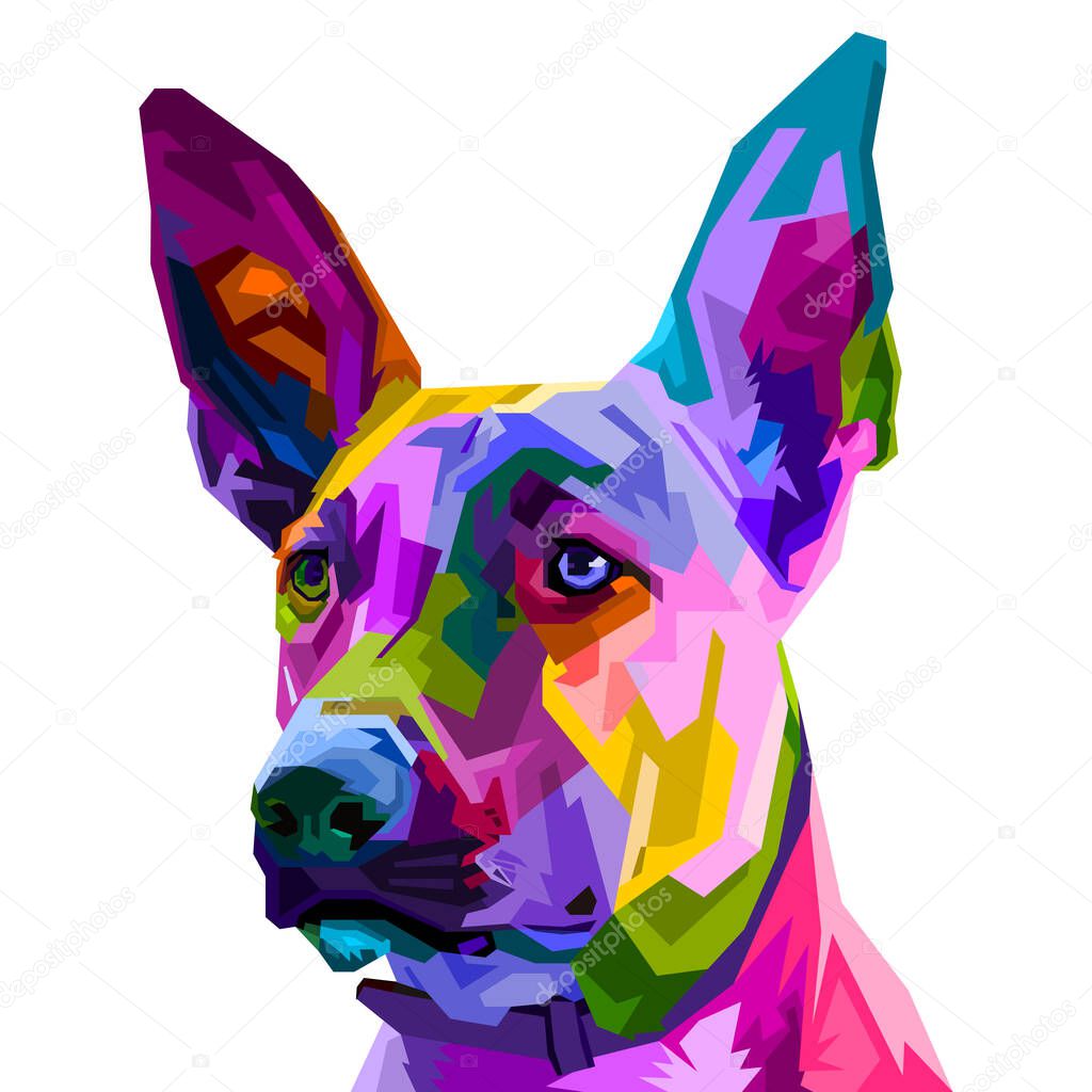 colorful Belgian Malinois dog isolated on pop art style. vector illustration.