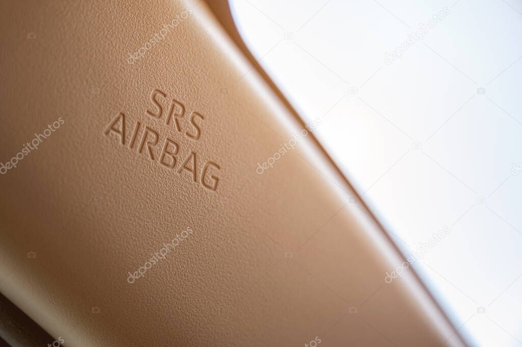 Supplemental Restraint System (SRS) Airbag sign. Safetu first concept.