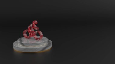 Sürücü simgesi olan kırmızı değerli taşın 3D canlandırması