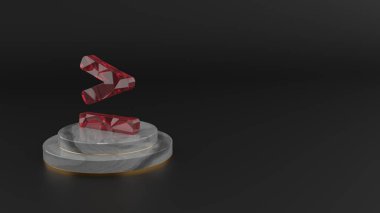 Eşit simgeden daha büyük kırmızı değerli taşın 3D görüntülenmesi