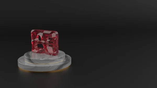 Representación 3D del símbolo de gemas rojas del icono de la tarjeta de dirección —  Fotos de Stock