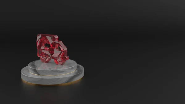 Representación en 3D del símbolo de piedras preciosas rojas del icono de ambulancia —  Fotos de Stock
