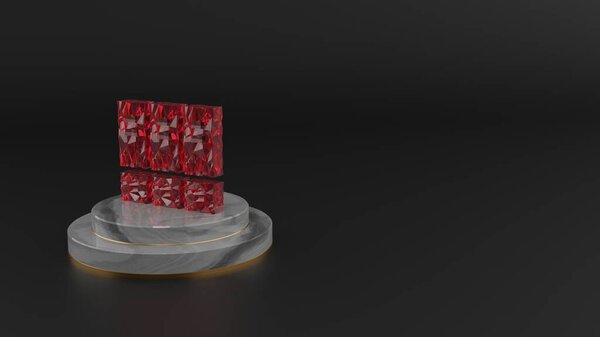 3D rendering of red gemstone symbol of archive icon