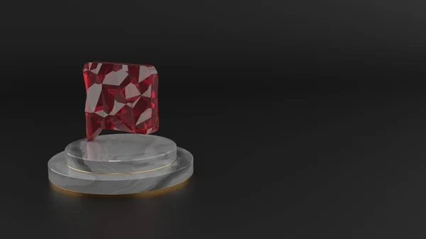 3D рендеринг красного драгоценного камня символ речи черного пузыря — стоковое фото