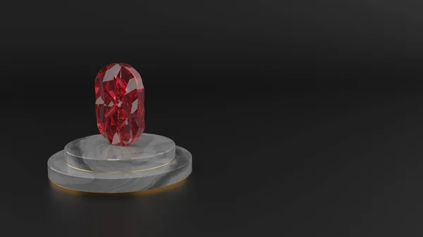Renderização 3D do símbolo de pedra preciosa vermelha do ícone Bluetooth — Fotografia de Stock