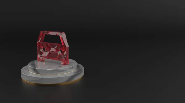 3D рендеринг красного драгоценного камня символа автомобиля — стоковое фото